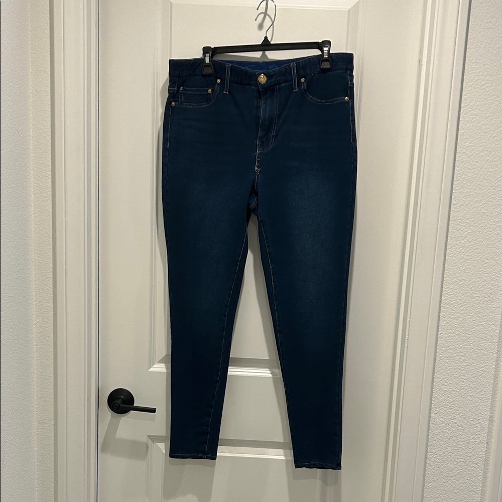 Seven7 Women's Dark Blue Stretch Waistband Jeans